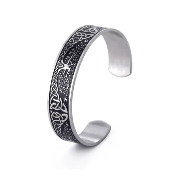 Teamer Stainless Steel Nordic Viking Runes Bangle Men Women Wicca Amulet Vintage Tree of Life Cuff Bracelet Jewelry Couple Gifts - Image 22