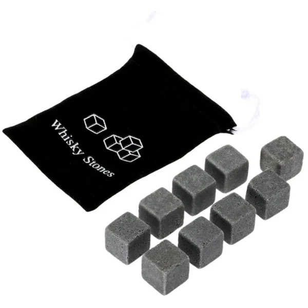 9 Pcs Whisky Ice Stones Wine Drinks Cooler Cubes Whiskey Rocks Granite Pouch Ice Cube Champagne - Image 4