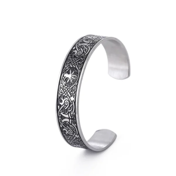 Teamer Stainless Steel Nordic Viking Runes Bangle Men Women Wicca Amulet Vintage Tree of Life Cuff Bracelet Jewelry Couple Gifts - Image 24