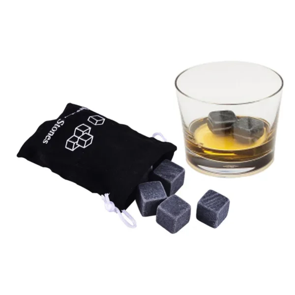 9 Pcs Whisky Ice Stones Wine Drinks Cooler Cubes Whiskey Rocks Granite Pouch Ice Cube Champagne - Image 2