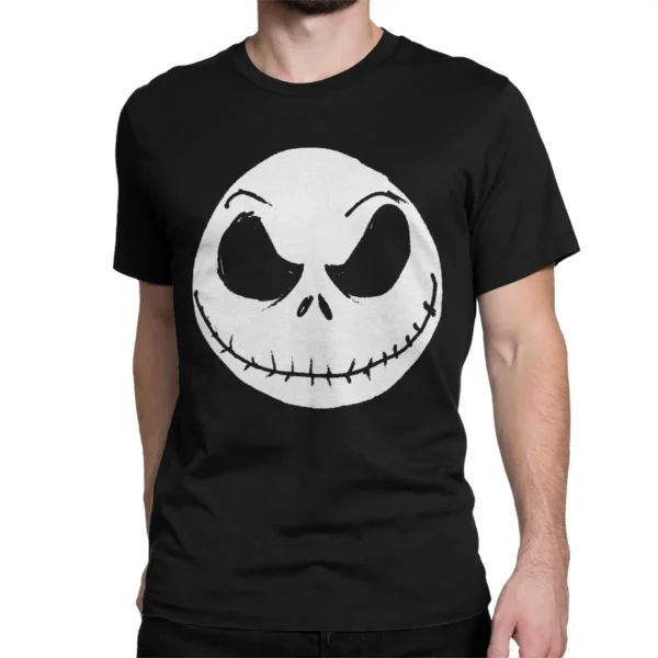 Disney The Nightmare Before Christmas T-Shirts Men Women's Pure Cotton T Shirt Jack Skellington Face Tee Shirt Plus Size Clothes - Image 2