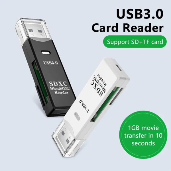 2 in 1 USB 3.0 Card Reader Micro sd card Reader usb adapter High Speed Cardreader TF Memory card For PC Laptop Accessories - Image 2